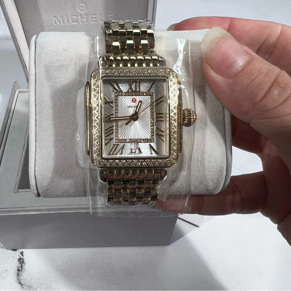 Michele Deco Madison 18K Gold Diamond Watch